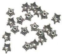20 3x7mm Antique Silver Star Bead Caps
